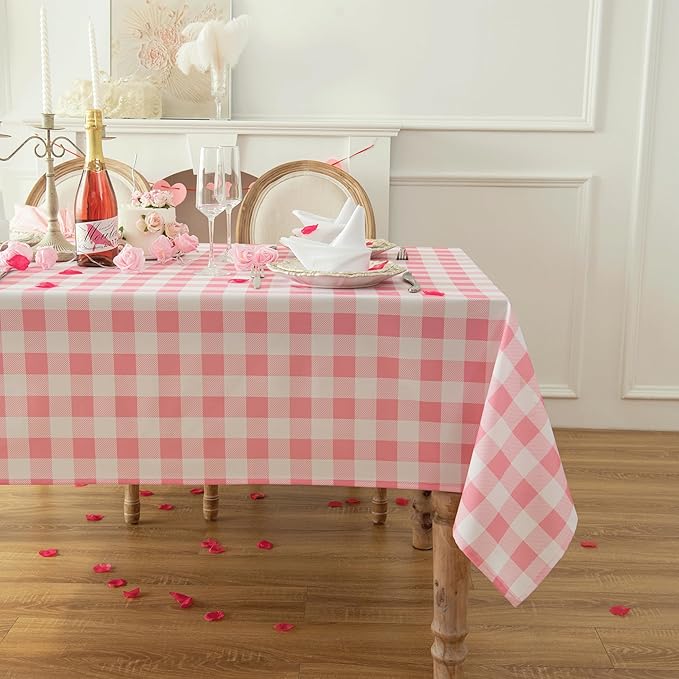 Waterproof Plaid Tablecloth Fabric - Oblong 52x70 Inch Classic Buffalo Tartan Table Cloth for Indoor/Outdoor Use - Washable Table Cover for Dinner, BBQs, and Parties