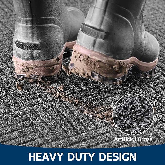 Front Door Mat Outside Entrance, 6' x 3' Heavy Duty Indoor Outdoor Door Mats for Entryway, Trap Dirt Outdoor Doormat Low Profile, Non Slip Welcome Mats for Front Door, Artificial Grass