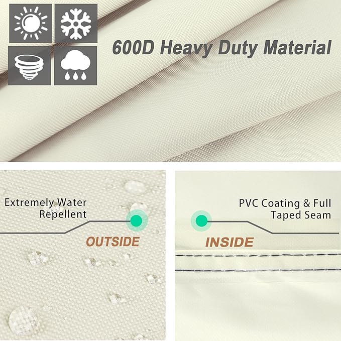 NettyPro Gas BBQ Grill Cover 52 Inch Waterproof 600D Heavy Duty Outdoor Barbecue Cover for Weber, Char-Broil, Brinkmann, Nexgrill Grills and More, Light Tan