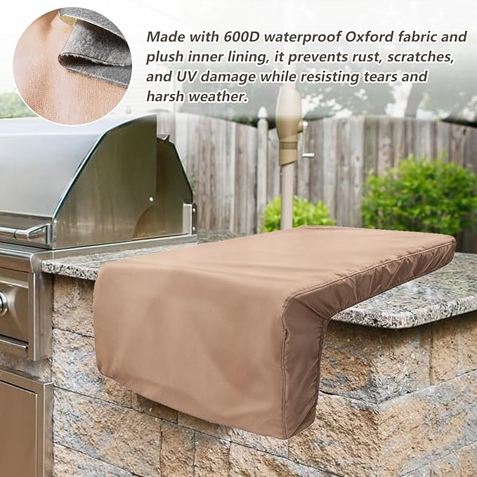 Cover for Blaze Premium LTE Built-in Double Side Burners - 2SBBICV,Heavy Duty 600D Waterproof Outdoor Grill Burner Cover with Plush Lining,Suitable 24''L x 13''W x 11''H,Khaki