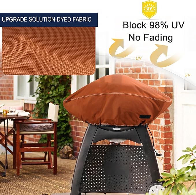 NettyPro Grill Cover for Small Q Series Grills, Waterproof Heavy Duty Portable Grill Cover for Q 2400 Series and Baby Q Gas Grill, Brown