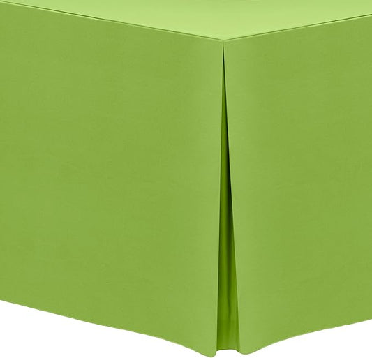 Ultimate Textile -2 Pack- 5 ft. Fitted Polyester Tablecloth - Fits 30 x 60-Inch Banquet and Folding Rectangular Tables - 42" H, Lime Green