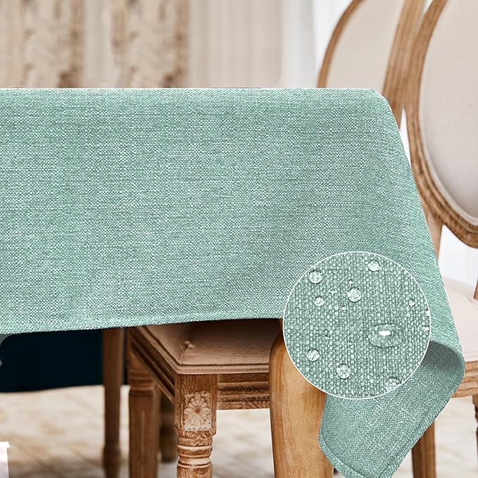 BALCONY & FALCON Rectangle Tablecloth Washable Wrinkle Resistant and Water Proof Table Cloth Decorative Linen Fabric Tablecloths for Dining Parties Kitchen Wedding Outdoor Use (Celadon Green, 47x63)