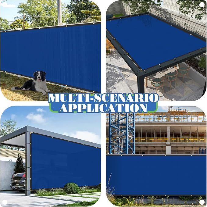 ECOOPTS 4'x235' Privacy Fence Screen Windscreen with Copper Grommets, Fit for Commercial Fence and Residential Garden Outdoor 90% UV Blockage, Cable Zip Ties Included (Blue)