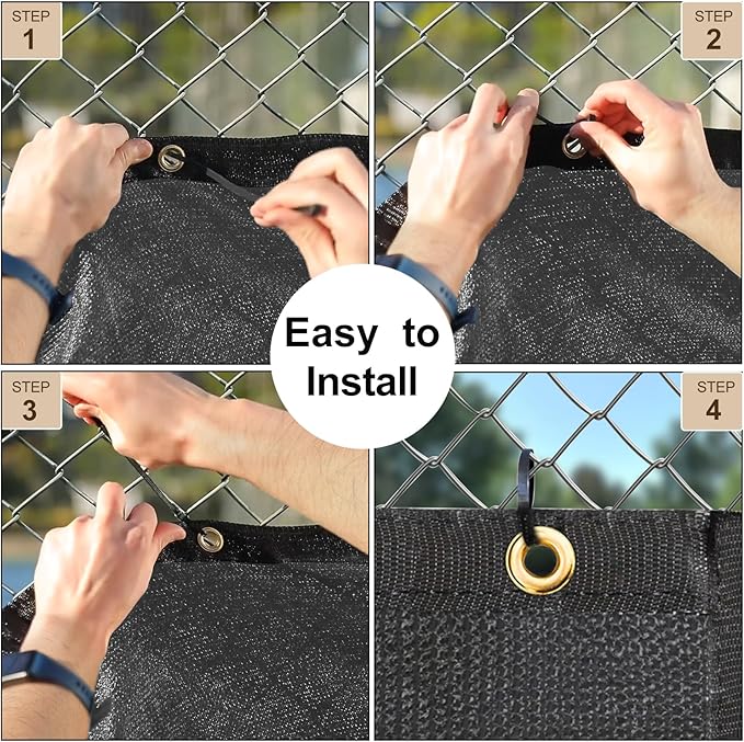 UPGRADE Privacy Fence Screen 8'x26' Dark Grey Outdoor 90% Visibility Blockage 170 GSM Mesh Shade Cover Panels for Backyard,Balcony,Home Decoration with Zip Ties,Customized Avaliable