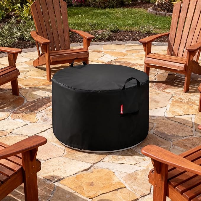 SheeChung Fire Pit Cover Round for Solo Stove Yukon 27"-29",Waterproof Smokeless Fire pit Cover,Outdoor Yukon Shelter 600D Polyester Cover,Fits for Gas/Table/Bowl Fire pits 29"D x 18"H