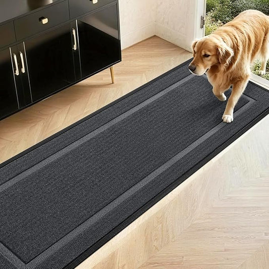 Extra Large Front Door Mat Outside Entrance Indoor Doormat, 71" x 24" Outdoor Mats For Patio Waterproof, Outdoor Door Mats For Outside Entry, Indoor Rugs for Entryway, Sturdy Natural Rubber, Drak Gray