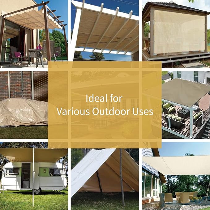 GUARD SHIELD Beige Tarp Heavy Duty Waterproof 16x20 Feet Outdoor Poly Tarps Cover Thick UV Resistant Canopy Tarpaulin with Grommets 10mil