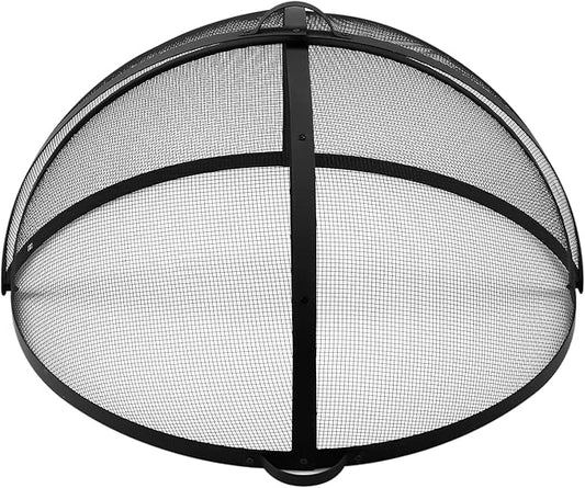 Outdoor Fire Pit Spark Screen Cover Accessory, 36In Patio Round Easy-Opening Fire Mesh Screen Guard, Heavy Duty Steel Firepit Ember Lid with Hinge