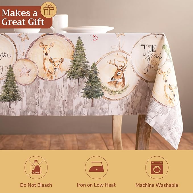 Maison d' Hermine Table Cloth Rectangle Table 100% Cotton 70 x 120 Inches Fall Tablecloth Reusable Everyday Use for Thanksgiving Christmas Decorations Dining Farmhouse Party (Mountain Life)