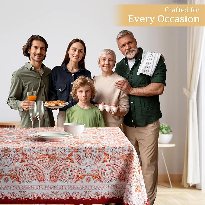 Maison d' Hermine Table Cloth Rectangle Table 100% Cotton 60 x 120 Inches Fall Tablecloth Reusable Everyday Use for Thanksgiving Christmas Decorations Dining Farmhouse Party (Orient)