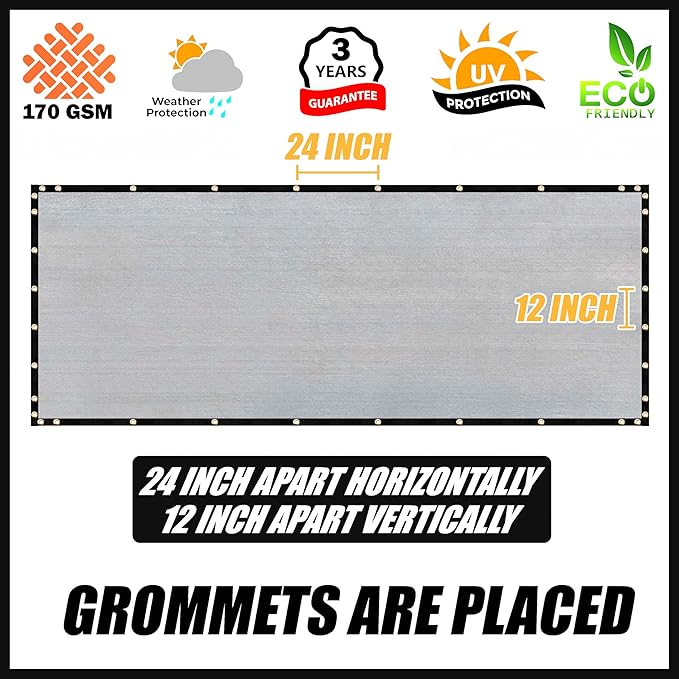 Royal Shade Custom Size 4' x 40' Grey Fence Privacy Screen Windscreen Cover Netting Mesh Fabric Cloth - Cable Zip Ties Included (We Make Custom Size)