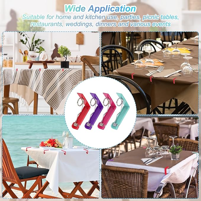 uxcell 6 Pack Tablecloth Clips, Stainless Steel Table Cloth Cover Clamps, 2.87" x 2.36" Windproof Holder Clips for Home Party Picnic Wedding Camping Dining Tables, Silver