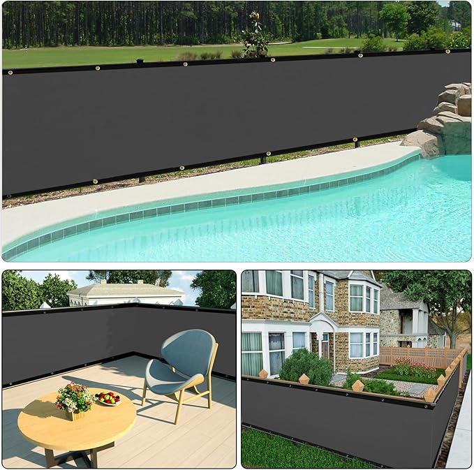 UPGRADE Privacy Fence Screen 5'x60' Dark Grey Outdoor 90% Visibility Blockage 170 GSM Mesh Shade Cover Panels for Backyard,Balcony,Home Decoration with Zip Ties,Customized Avaliable