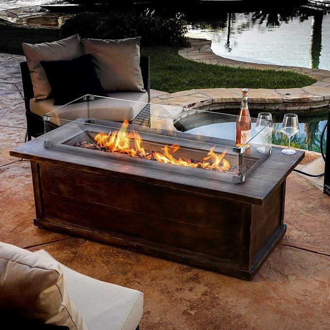 Holy Fire 35.5" L x 11.5" x 6" Rectangle Fire Pit Glass Wind Guard Clear Tempered Glass Flame Protective Pane Wind Resistant - Fits 30”x6 Fire Pit Burner Pan
