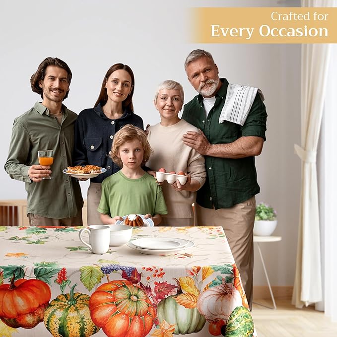 Maison d' Hermine Table Cloth Square Table 100% Cotton 54 x 54 Inches Fall Tablecloth Reusable Everyday Use for Thanksgiving Christmas Decorations Dining Farmhouse Party (Lumina)