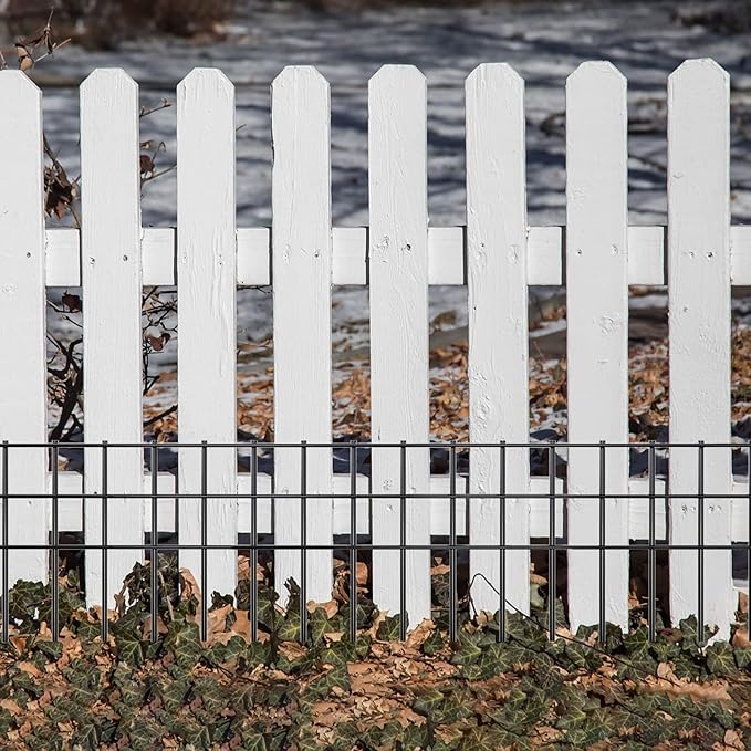 32x10-inch No Dig Animal Barrier Fence, 10 Pack Black Dig Protective Fence with 1.5 inch Spike spacing, Dog/Rabbit/Groundhog Underground Defence, for Outdoor Garden Patio