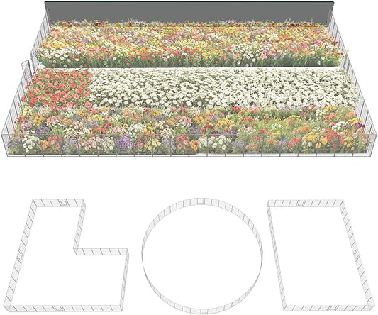 FXW Garden Fence Outdoor for The Yard – 45in(H) x 109.4ft(L) Heavy Duty Metal Animal Barrier for Dog and Rabbit, Decorative Dog Fence, 48 Panels, Silver