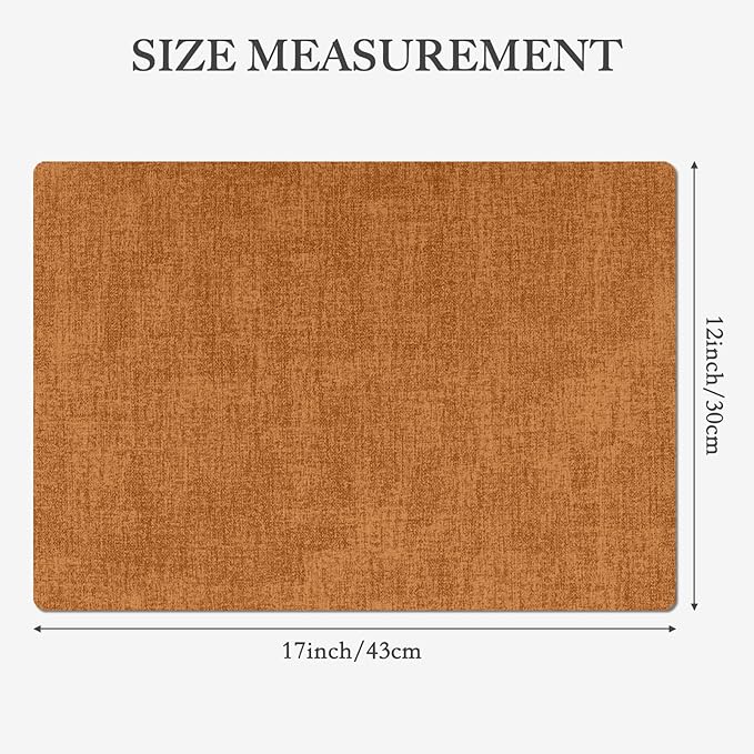 Faux Leather Heat Resistant Fall Placemats Set of 6 – Waterproof Oilproof Wipeable Dining PU Vinyl Place Mat Easy Clean Table Mats for Kitchen/Dining/Party/Holiday, Orange