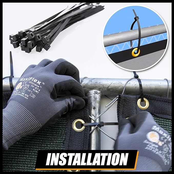 Royal Shade Custom Size 4' x 171' Black Fence Privacy Screen Windscreen Cover Netting Mesh Fabric Cloth - Cable Zip Ties Included (We Make Custom Size)