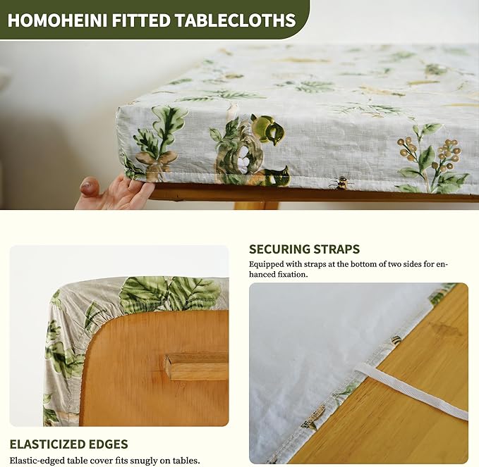 Rectangle Picnic Table Cloth, Elastic Waterproof Fitted Vinyl Tablecloths for 4 Foot Tables, Wipeable Flannel Backed Table Covers for Dining, Camping, Outdoor(Magpie,30"x48")