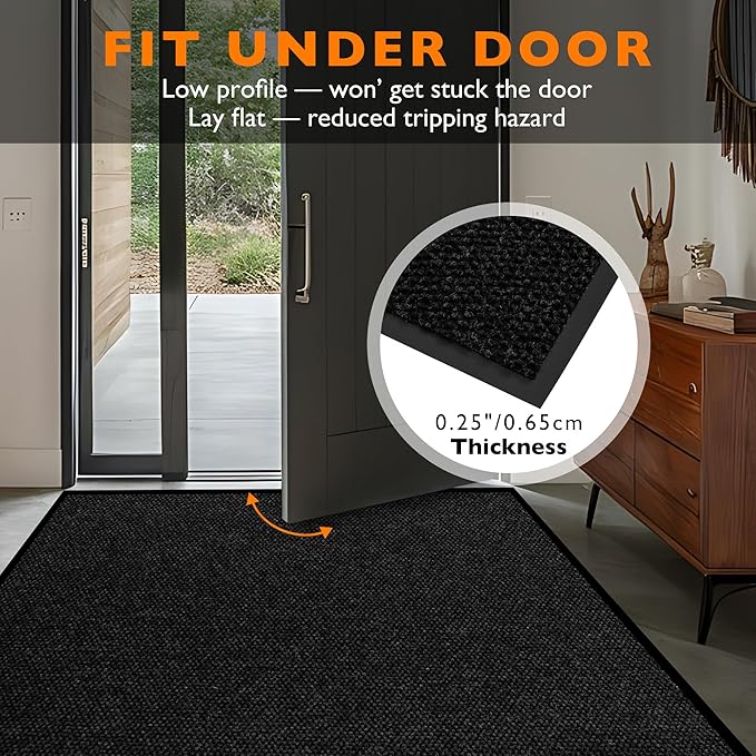 Custom Size Extra Large Front Door Mat, 4FT x 25FT Indoor Outdoor Entrance Commercial Floor Mat, Heavy Duty Dirt Trapper Doormat for Entryway Welcome Mat, Low Profile, Non-Slip, Waterproof