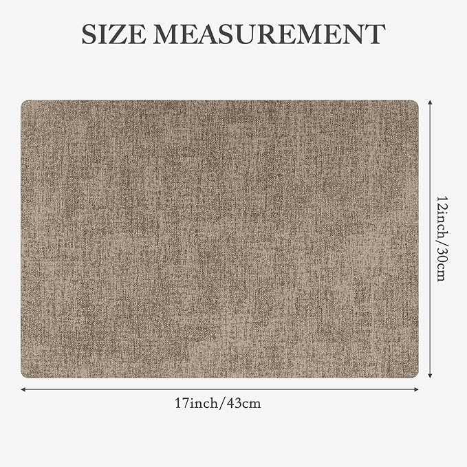 Faux Leather Heat Resistant Placemats Set of 8 – Waterproof Oilproof Wipeable Dining PU Vinyl Place Mat Easy Clean Table Mats for Kitchen/Dining/Party/Holiday, Khaki