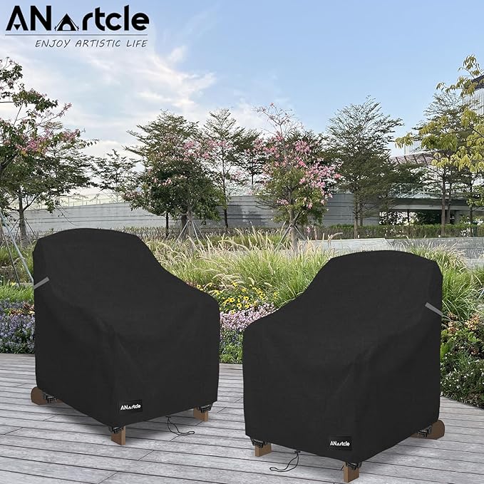 Patio Adirondack Chair Cover 2 Pack,600D Waterproof Heavy Duty Outdoor Chair Covers,Adirondack Chair Covers(30W x 34D x 36H inches),Patio Furniture Covers,Black