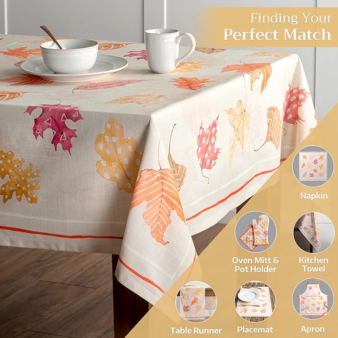 Maison d' Hermine Table Cloth Square Table 100% Cotton 54 x 54 Inches Fall Tablecloth Reusable Everyday Use for Thanksgiving Christmas Decorations Dining Farmhouse Party (Colours of Autumn)