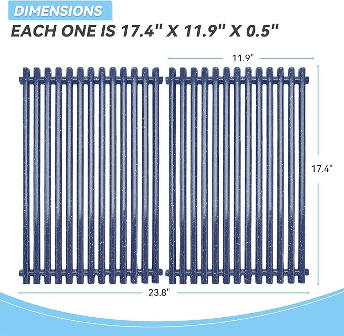 17.4 inch Porcelain Steel Grill Grates Replacement for Weber Spirit 300 Series, Spirit 700, Genesis Silver Gold Platinum B/C for 7525 Grates, Set of 2