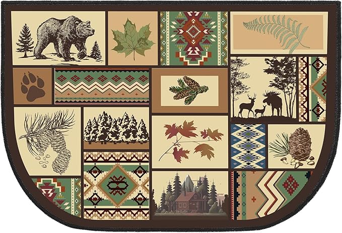 Demissle Cabin Fireplace Hearth Rug Fireplace Mats Cabin Southwestern Fireproof Rug Fire Resistant Mat for Wood Stove Floor for Kitchen Indoor Outdoor(24 x 59 Inch,Vintage)