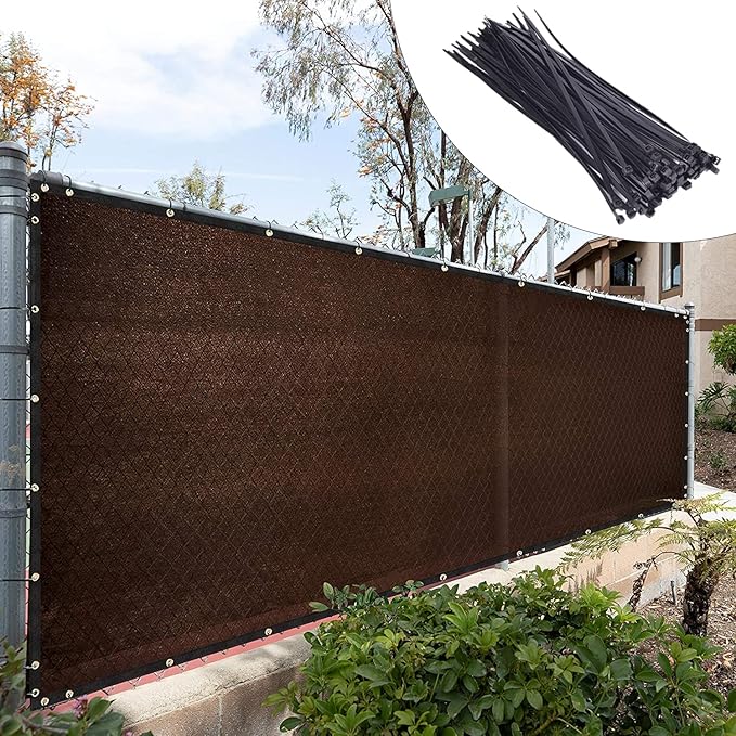 Royal Shade Custom Size 4' x 23' Brown Fence Privacy Screen Windscreen Cover Netting Mesh Fabric Cloth - Cable Zip Ties Included (We Make Custom Size)