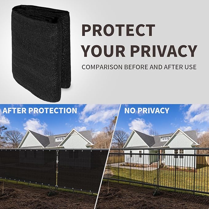 LOVE STORY Custom Size 3.3'x7' Black Balcony Privacy Screen,UV Block Privacy Fence Screen,90% Shield for Outdoor Pool Garden Apartment Railing