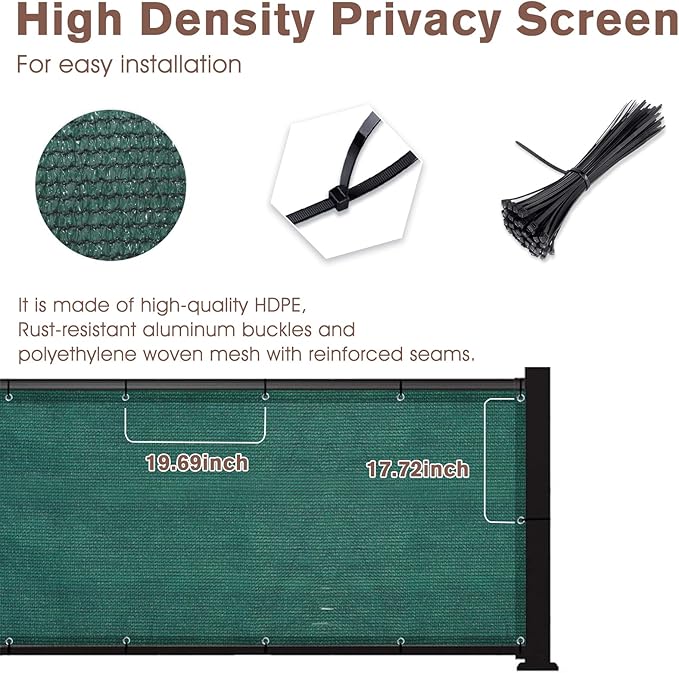 SUNNY GUARD Customized 3'x22' Dark Green Balcony Privacy Screen,91% Shade Apartments Fence Cover,Heavy Duty Mesh Windscreen for Deck,Outdoor,Backyard,Patio