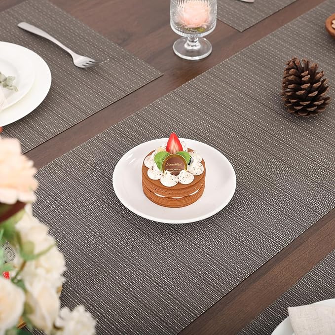 Myir JUN Table Runner, Vinyl Table Runner Indoor Arbitrarily Cropped Runner for Table Heatproof for Home Party (Dark Gray, 15 x 94 inch)