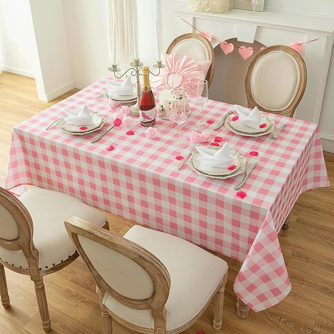Classic Gingham Buffalo Tablecloth Fabric - Oblong 58x144 Inch Water Proof Checkered Table Cloth for Indoor Outdoor - Table Cover for Birthday, Picnics, BBQs, and Parties