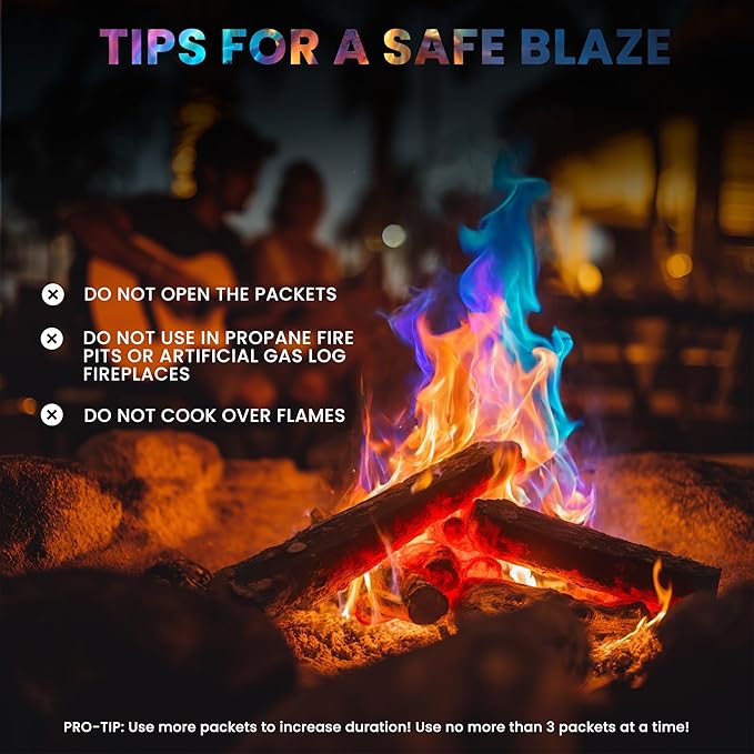 Magical Flames Fire Color Packets (10 Pack), Vibrant Multi-Color Fire for Fire Pits, Campfires, Bonfires & Fireplaces - Camping Essentials & Outdoor Party Accessories