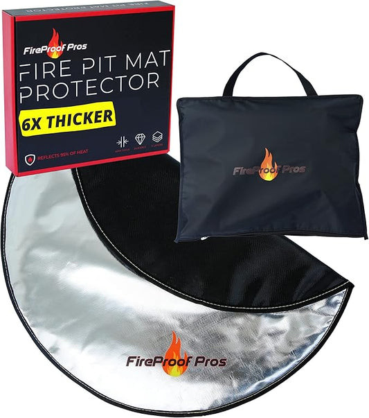 36" Fire Pit Protector for Deck or Patio, Thick Heat Resistant Deflector, Triple Layer BBQ Mat