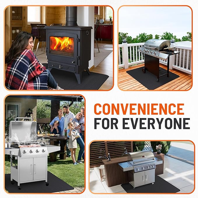 Under Grill Mats for Outdoor Grill (76 x 52 inch) Double-Sided Fireproof Mat for Under Fire Pit Mat the Perfect Grill Matt for Outdoor Grill Deck Protector and BBQ Matt for Under Grill Mat for Deck