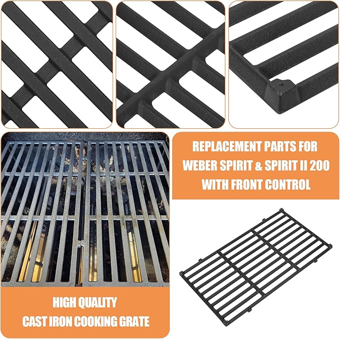 Grill Parts for Weber Spirit/Spirit II Parts Replacement, 7637 Grates 7635 Flavorizer Bars 69785 Burner Tube Replacement Kit for Weber Spirit & Spirit II 200 Series, Spirit E210 E220 S210 S220