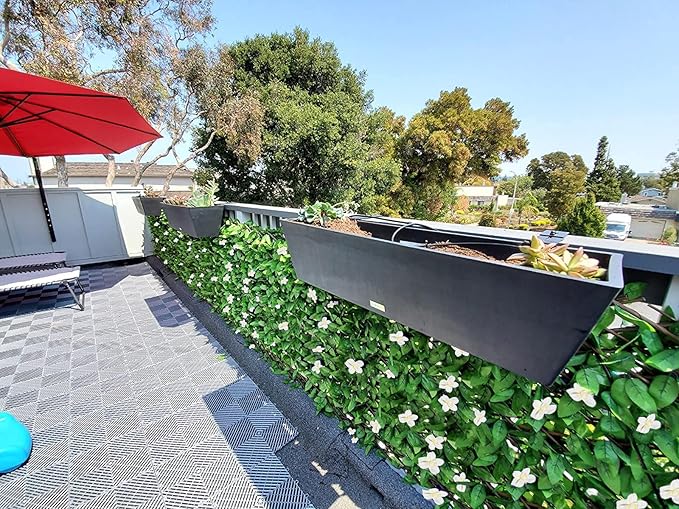 Expandable Fence Privacy Screen for Balcony Patio Outdoor,Decorative Faux Ivy Fencing Panel,Artificial Hedges (Single Sided Leaves) (2, White Flowers)