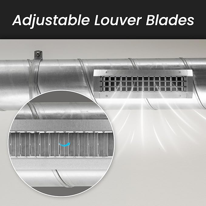 Repa Market 17" x 9" Inch Air Exhaust Grille for Round Ducts - 2 Adjustable Louvre Blades - Galvanized Air Supply Vent Cover - Side Fit Round Surface Canal Ducting from 19.68" to 55" Inches