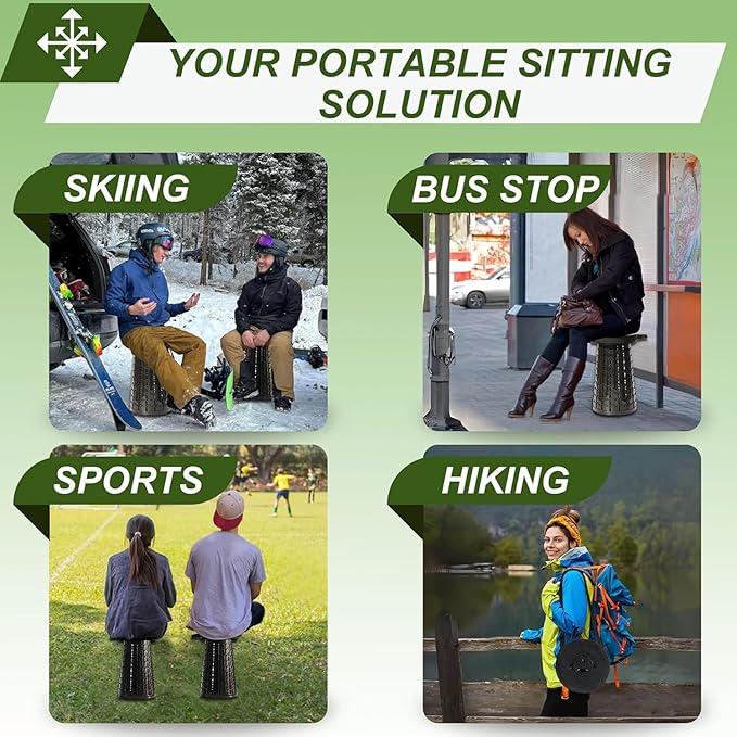 ALEVMOOM Upgraded XXL Collapsilbe Stool with Cushion,More Sturdy and Height 19.7“,D11.8”,Portable and Lightweight Adjustable Telescoping Stool for Camping Hiking BBQ Max Loading 1000Ibs