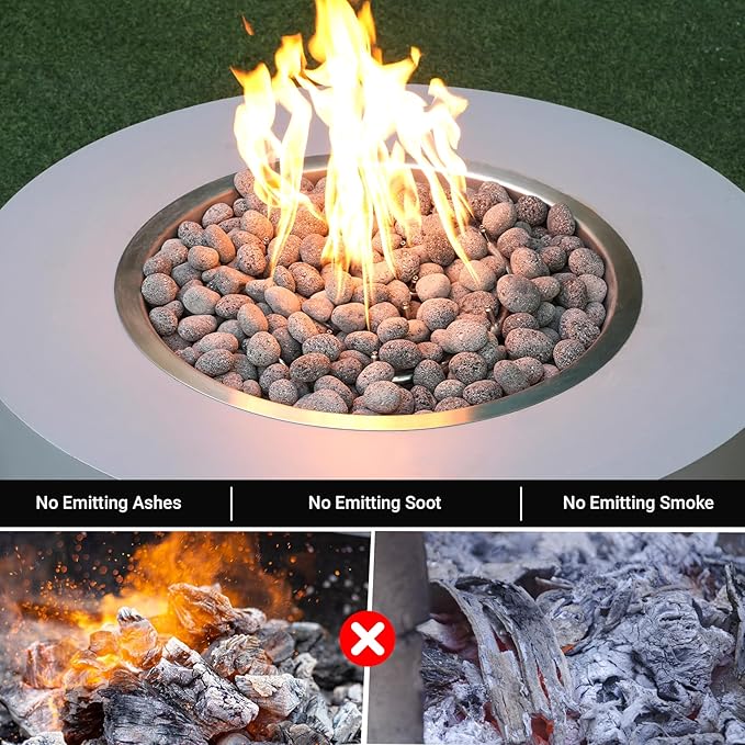 Skyflame 1/2-1 Inch Natural Tumbled Stones, Round Lava Rock Pebbles for Indoor Outdoor Gas Fire Pit | Fireplaces | Garden Landscaping Decoration | Cultivation of Potted Plants | 15 Pounds