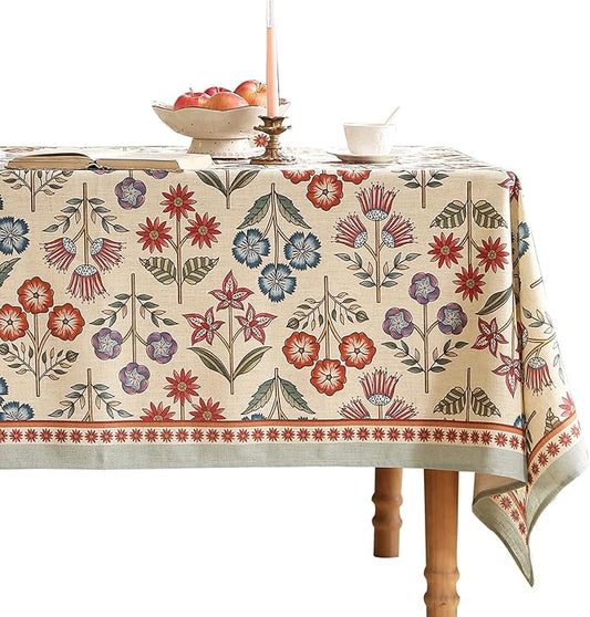 French Linen Square Tablecloth,Vintage Colorful Multiple Prints Soft and Durable Tablecloths,Decor Table Cover for Kitchen,Dining,Tea Party,Thanksgiving,Christmas,67"*67"-Lohi