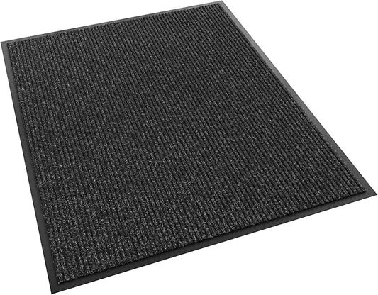 Front Door Mat, 60" x 48" Heavy Duty Indoor Outdoor Doormat, Non-Slip Welcome Mats for Entryway, Rubber Backing Low Profile Commercial Door Mats, Black Stripe