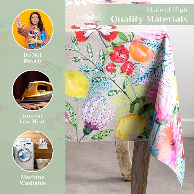 Maison d' Hermine Table Cloth Square Table 100% Cotton 54 x 54 Inches Tablecloth Reusable Decorative for Dining Room, Farmhouse, Home, Party, Festive & Wedding Spring Summer - Jardin D'Ete - Fog