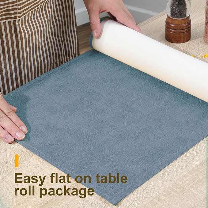 Wipeable Table Runner, Thick Farmhouse Dresser Runner, Rustic for Kitchen, Bedroom, Living Room, Indoor and Outdoor (36'', Blue Grey)