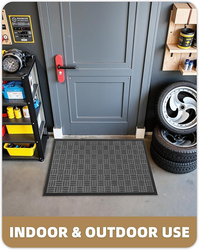 Color&Geometry Large Front Door Mat Outside Entrance, Heavy Duty Non Slip Low Profile Doormat for Entryway, Trap Dirt and Moisture Welcome Mats All-Weather, Easy Clean, Patio, Garage, 48"x72" Grey