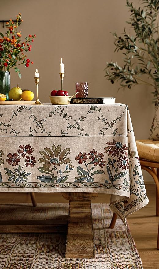 patdrea Designer Vintage French Square Tablecloth,Fall Country Breathable Floral Table Cloth,Italian Dacorative Cover for Kitchen Dining,Tea Party,Christmas,Thanksgiving,67"x67"-Oliveirad